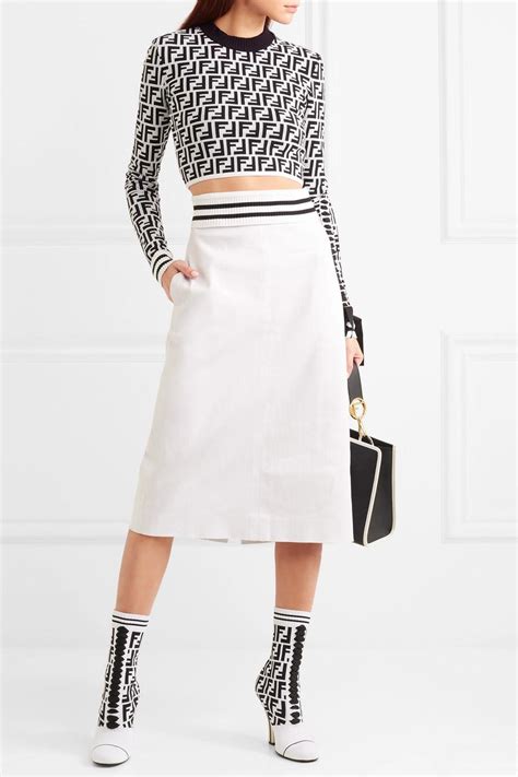 fendi knitted skirt|fendi denim skirt.